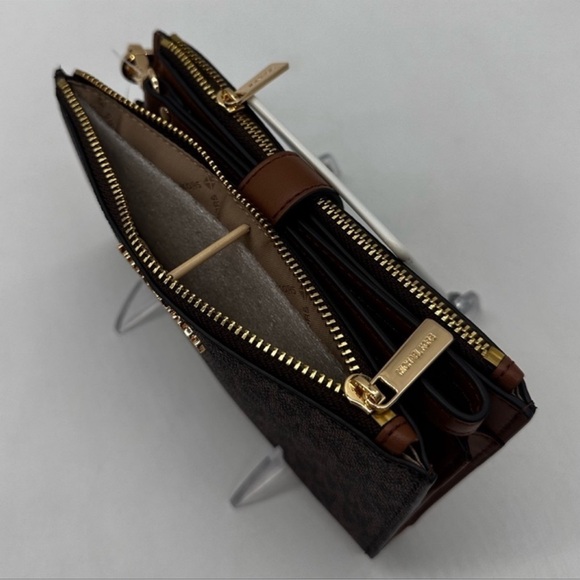 Michael Kors Lg Double Zip Wallet Wristlet & Trifold Wallet Brown | BUNDLE DEAL - Picture 6 of 13